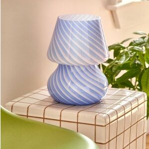 Urban Outfitters Ansel Glass Table Lamp Sky Blue